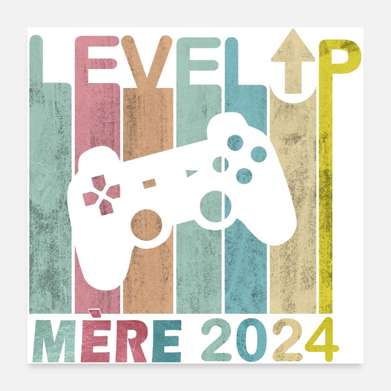 Man Dad 2024 Future Parents Level Up Player Poster 24" x 24" (60x60 cm)