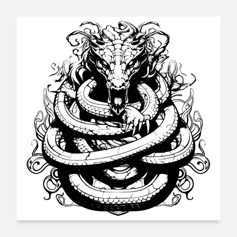 Cyber Sigilisme Snake Tattoo Design Poster 60 x 60 cm