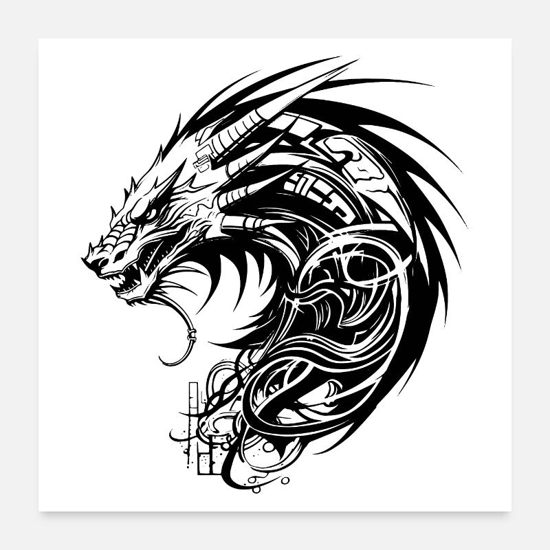 Cyber Sigilisme Dragon Tattoo Design Poster 60 x 60 cm