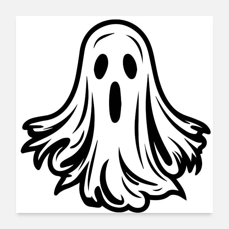 Spooky Cute Kawaii Ghost Design Poster 60 x 60 cm