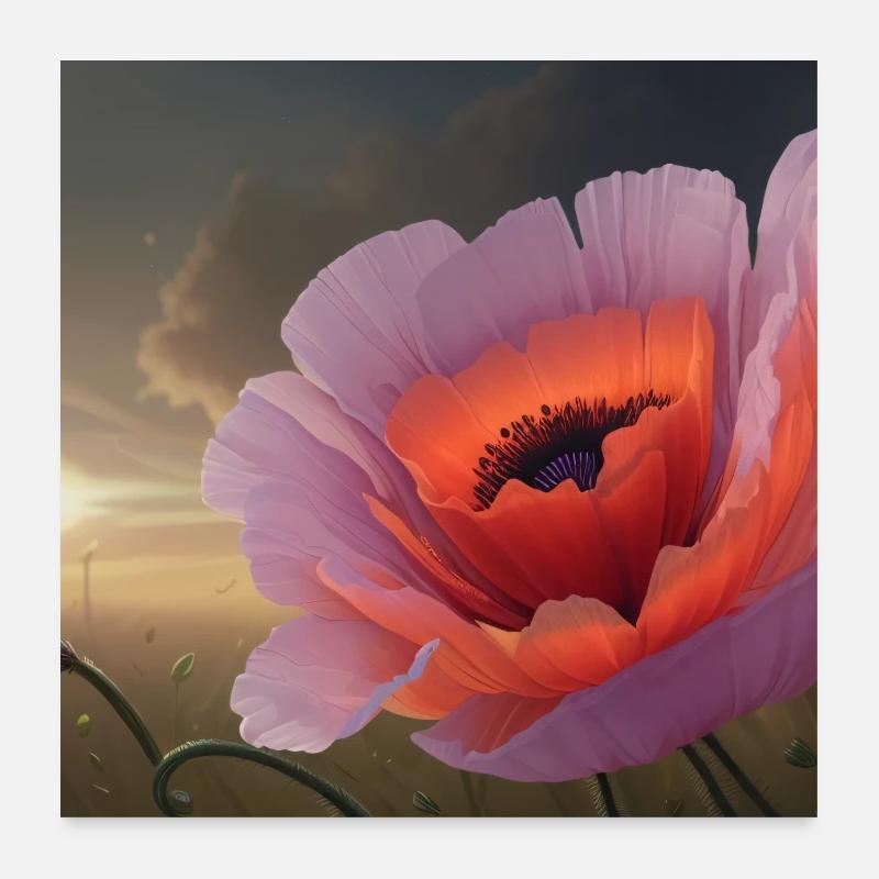 Mohnblume im Abendlicht Poster 60x60 cm