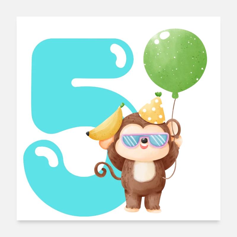5ème anniversaire. Cadeau d’anniversaire de 5 ans Poster 60 x 60 cm