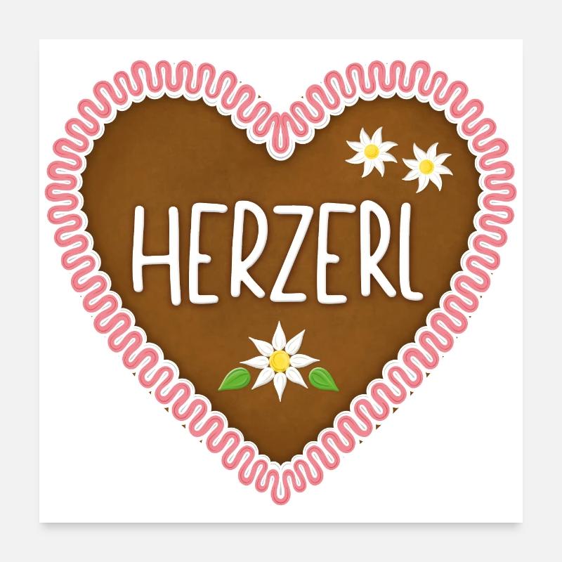 Herzerl Lebkuchenherz Poster 60x60 cm