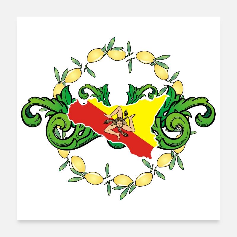 Citrons de Sicile Sicile - Poster 60 x 60 cm - blanc