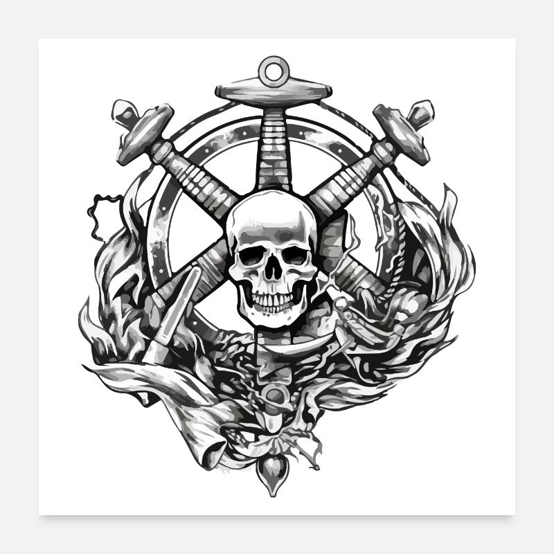 Piratenschädel Poster 60x60 cm