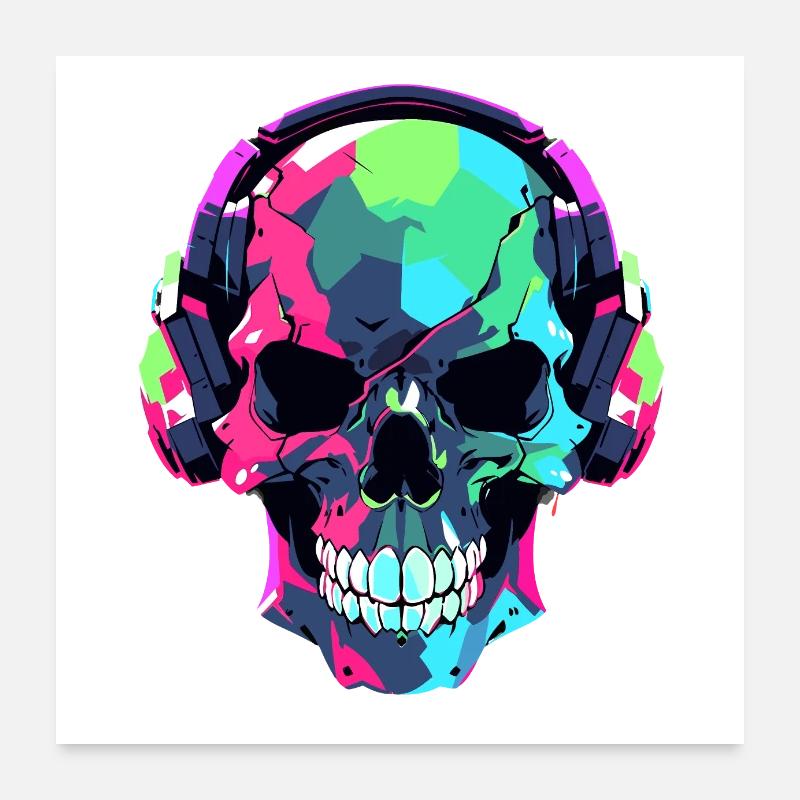 Cute Punk Skull / Kawaii Punk Skull Poster 24" x 24" (60x60 cm)