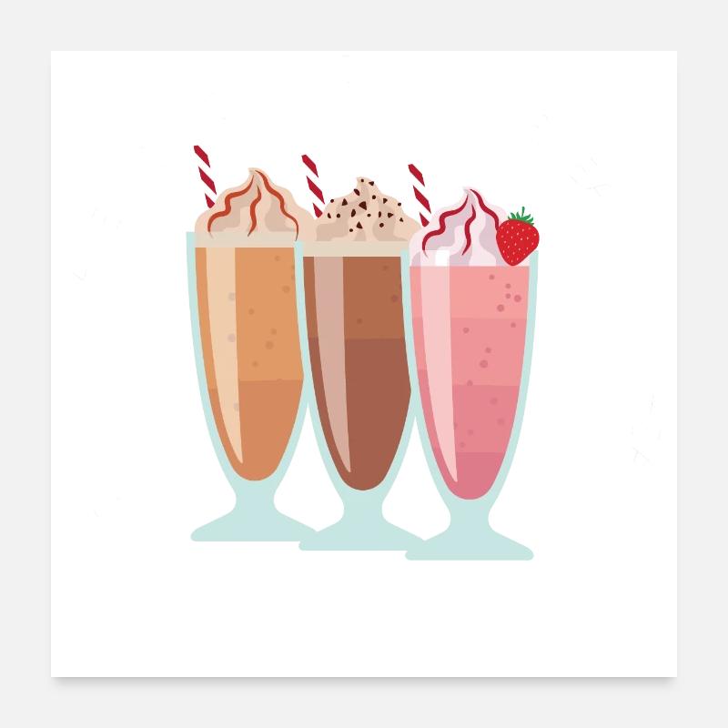 Milkshakes rétro logo cadeau été Poster 60 x 60 cm