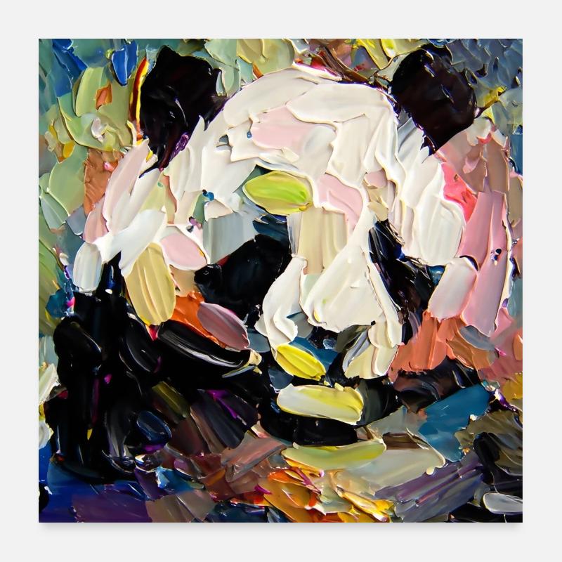 Abstraktes farbiges Ölgemälde eines Pandas Poster 60x60 cm