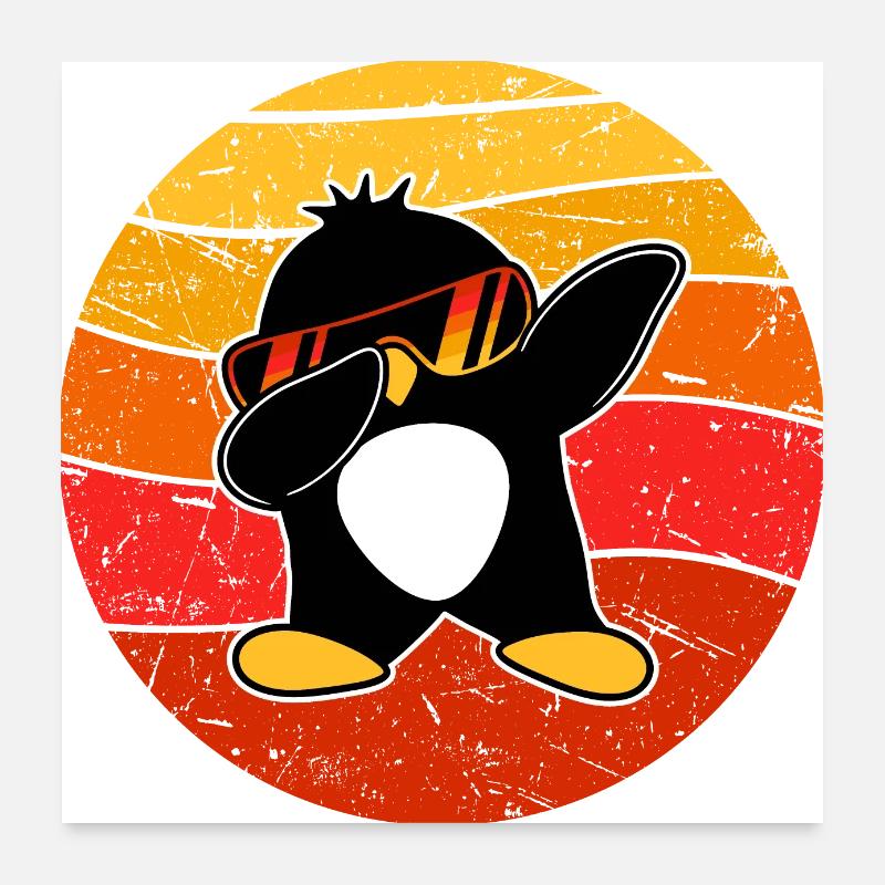 Lustiger Dabbing Pinguin Cool Dab Dance Tanz Pose Poster 60x60 cm