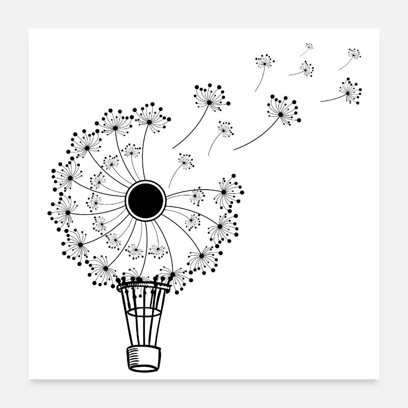 Dandelion hot air balloon Poster 24" x 24" (60x60 cm)