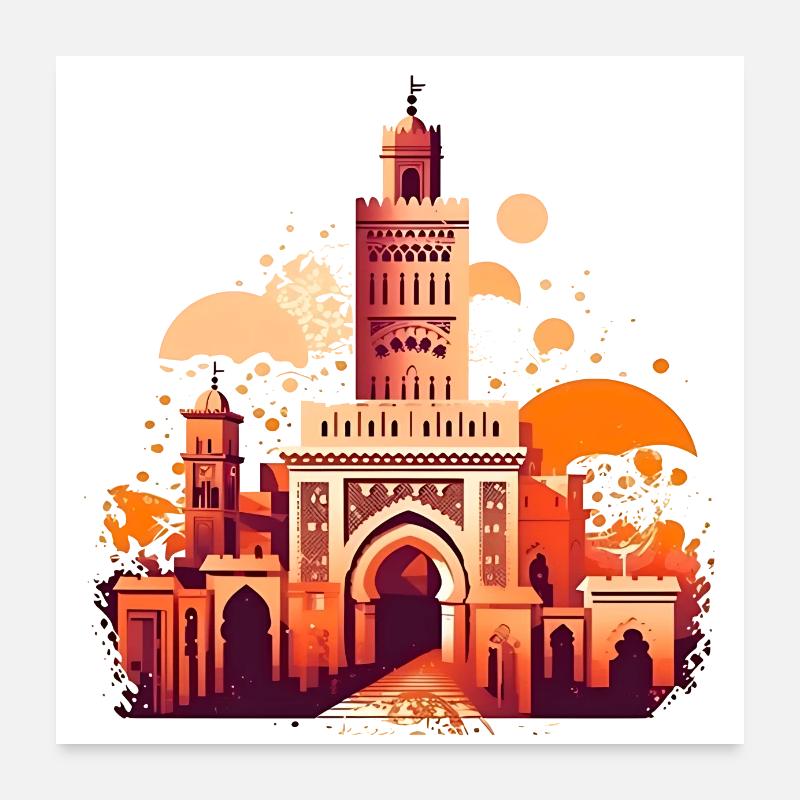 Marrakech, une atmosphère unique. Poster 60 x 60 cm
