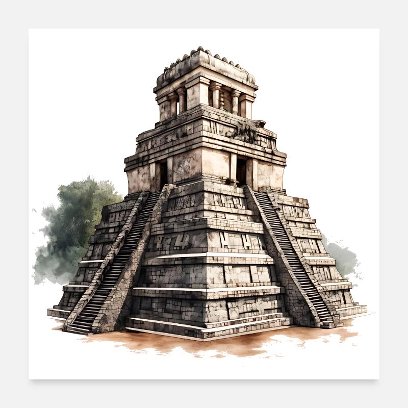 Majestic Mayan Temple Poster 24" x 24" (60x60 cm)