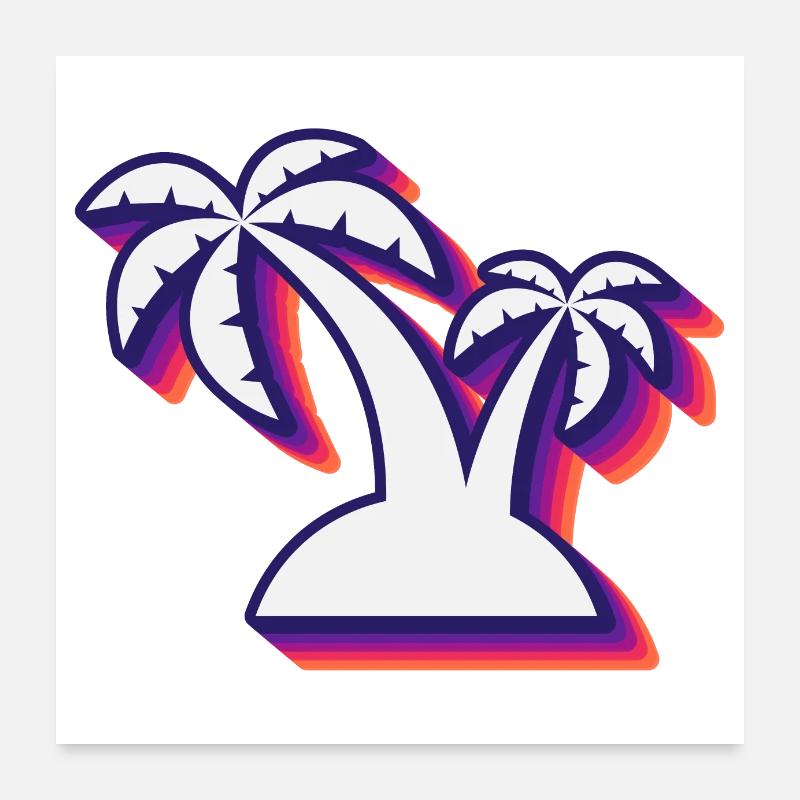 Tranquillité tropicale: conception de couple de palmiers Poster 60 x 60 cm