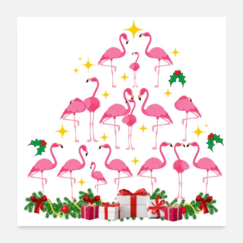 Flamingo Weihnachten. Weihnachtsgeschenk Poster 60x60 cm