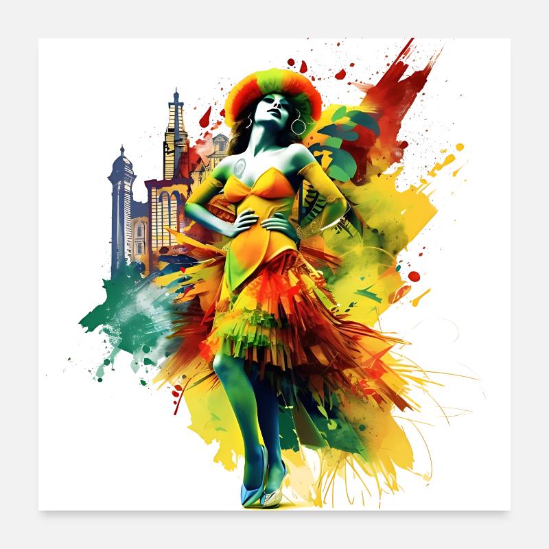 Der Karneval in Rio ist weltweit bekannt - Poster 60x60 cm - Weiß
