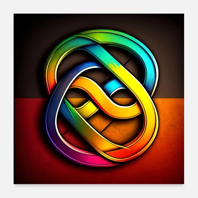 Formes colorées dans le style des couleurs de l’arc-en-ciel - Poster 60 x 60 cm - blanc