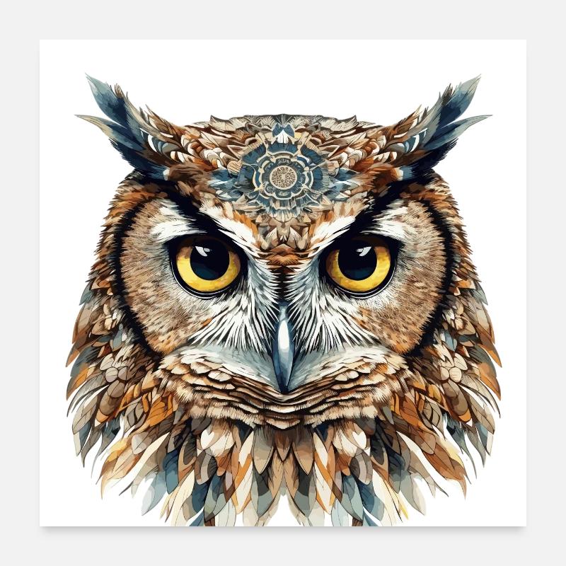 Eulen Mandala - Eulenliebhaber Poster 60x60 cm