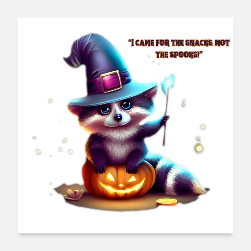 Mignon raton laveur sur citrouille - Halloween Poster 60 x 60 cm