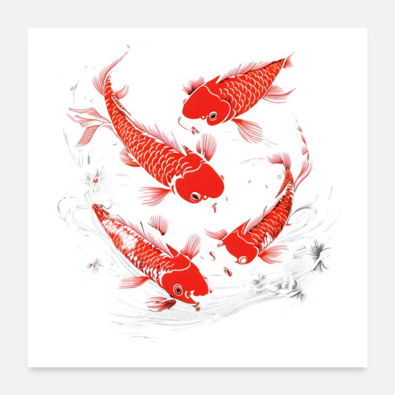 Les poissons koï vous attendent Poster 60 x 60 cm