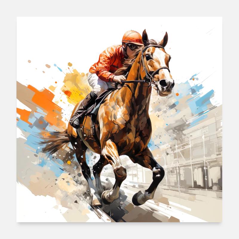 Cheval sur l’hippodrome Poster 60 x 60 cm
