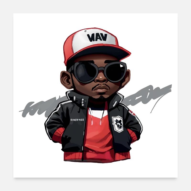 Little Hip Hop Head (Red) Poster 24" x 24" (60x60 cm)