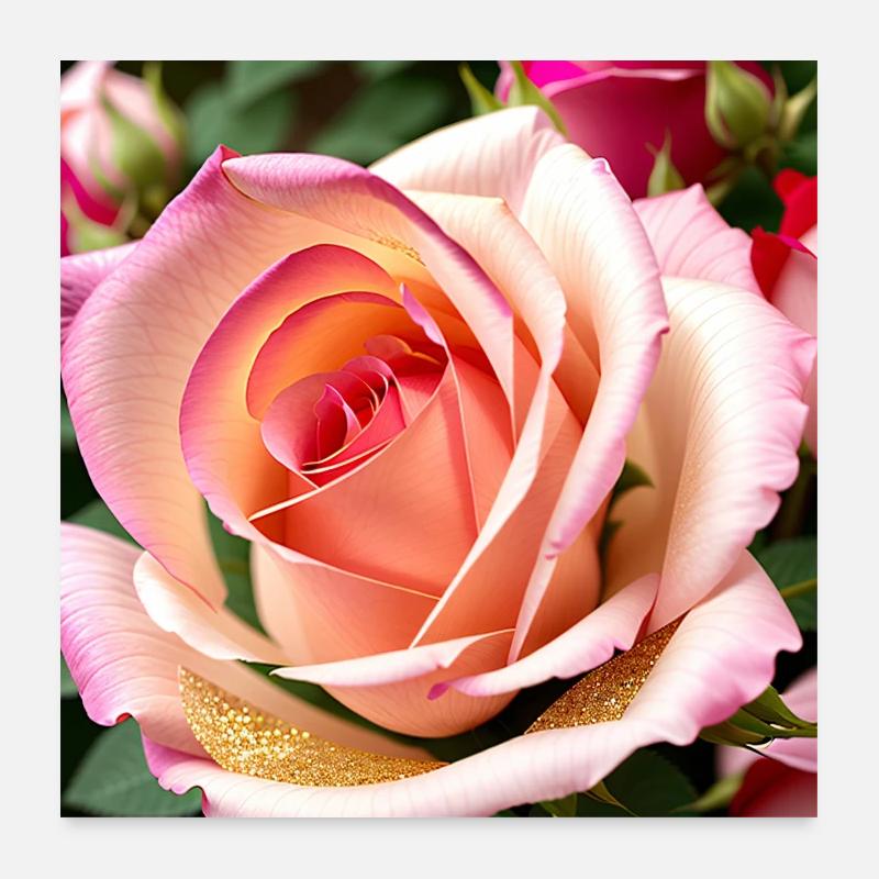 Rosenblüte Poster 60x60 cm