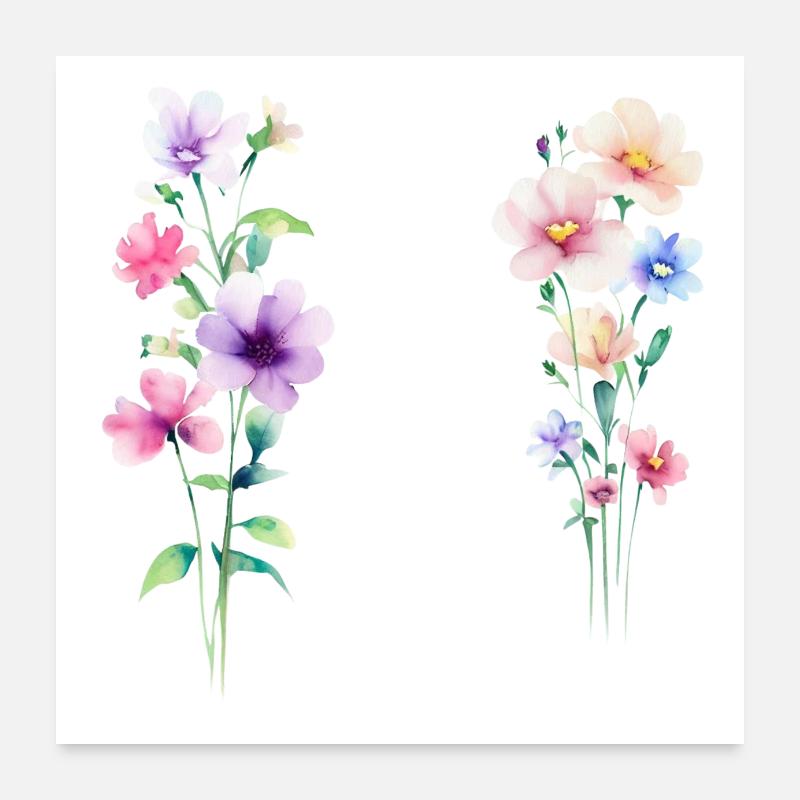 Two Flowers Poster 24" x 24" (60x60 cm)
