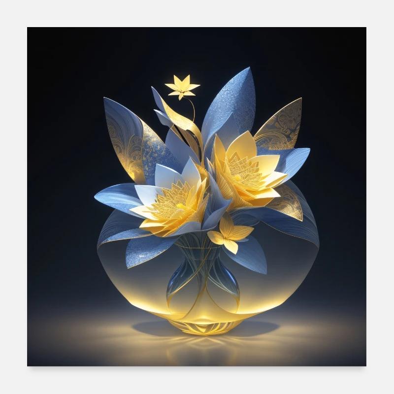 Vase en verre en rétro-éclairage Poster 60 x 60 cm