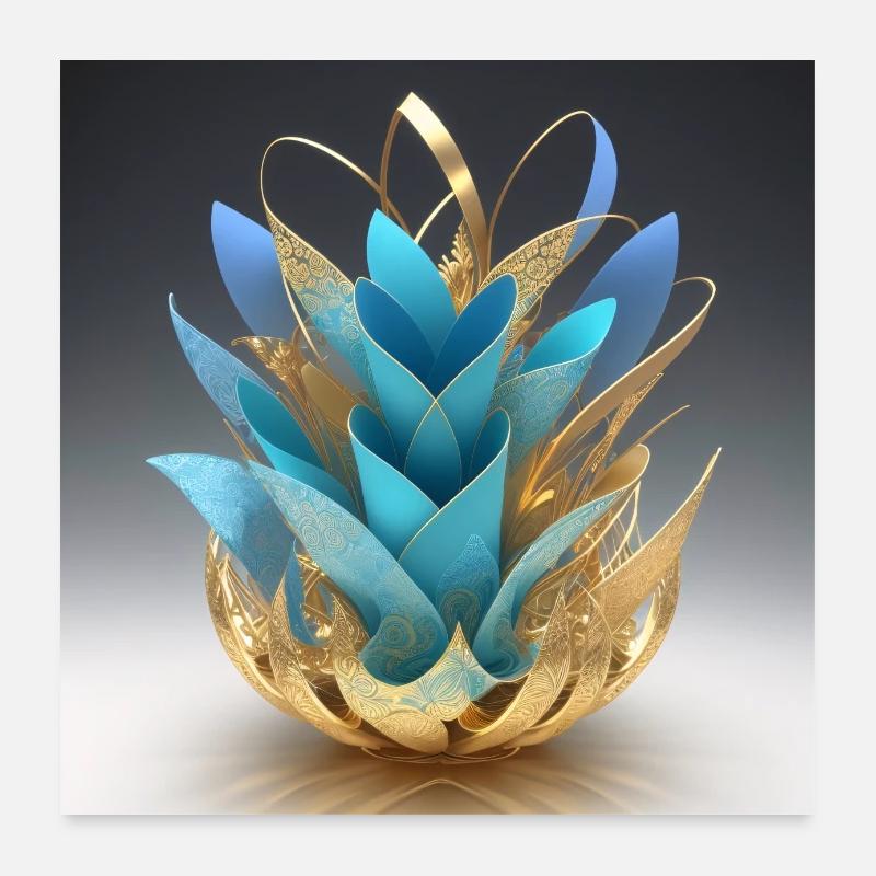 Blumenvase Origami-Stil Poster 60x60 cm