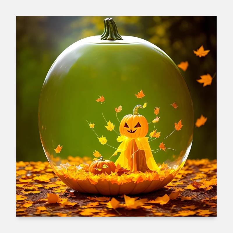 Halloween Kürbisgeist - Poster 60x60 cm - Weiß