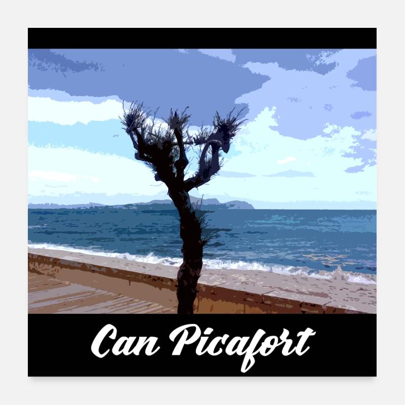 Can Picafort - Mallorca - Poster 60x60 cm - Weiß