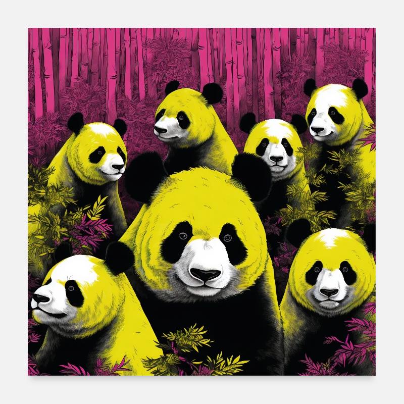 Panda im Neon-Stil Poster 60x60 cm
