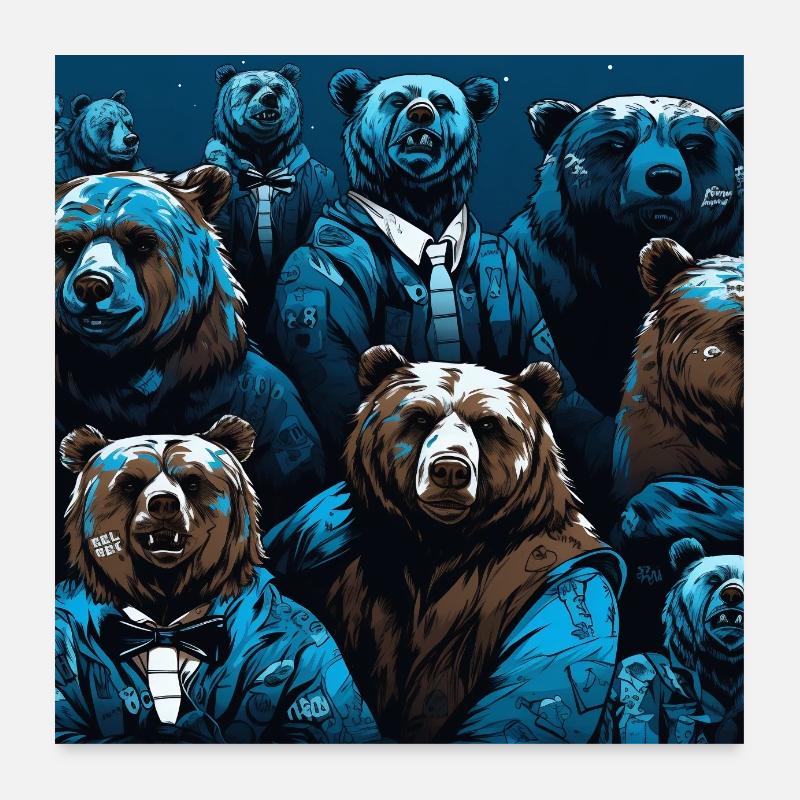 Neon-Neon-Bärenmuster Poster 60x60 cm