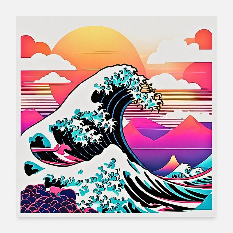 Rétro Sea Wave Poster 60 x 60 cm