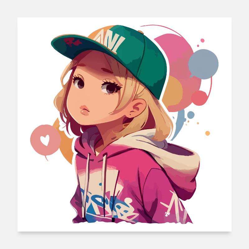 Fille blonde en sweat à capuche Poster 60 x 60 cm