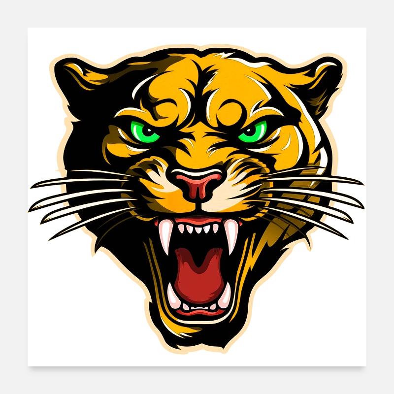 Panther Head Gold Poster 60 x 60 cm