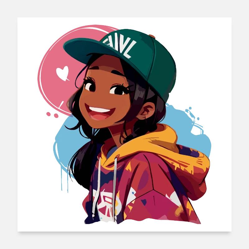 Fille noire en sweat à capuche Poster 60 x 60 cm