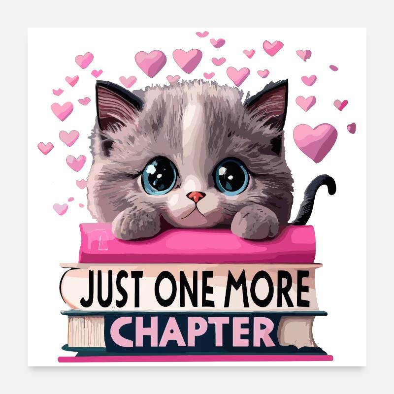 Encore un chapitre, Bookworm Cat Poster 60 x 60 cm