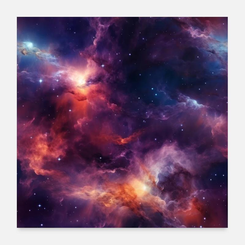 Stellar Odyssey: Cosmic Nebula Embrace Poster 24" x 24" (60x60 cm)