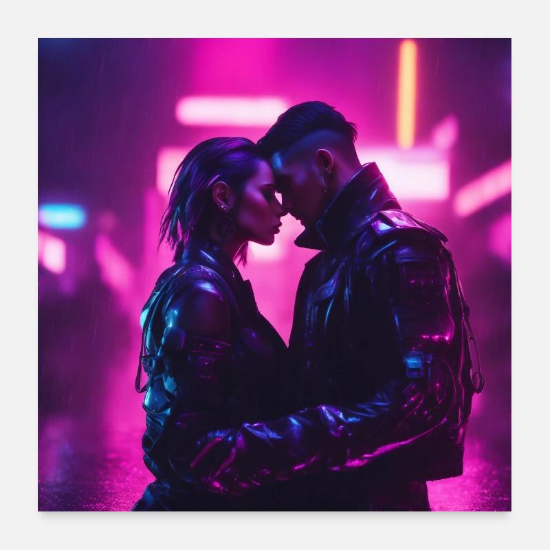 Cyberpunk Päärchen Poster 60x60 cm