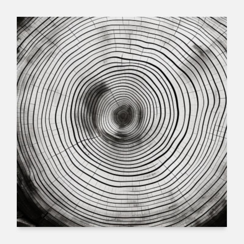 Tree Trunk, Tree Rings, Wooden Disc Print Poster 1:1 Poster 24" x 24" (60x60 cm)
