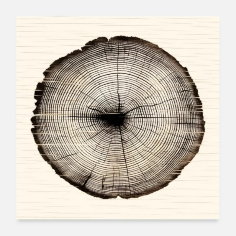 Baumstamm, Baumringe, Holzscheibe Print Poster 1:1 Poster 60x60 cm