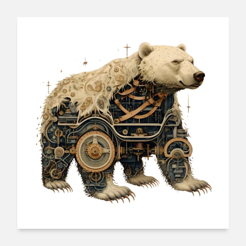 Ein grosser Eisbär im Steampunk - Look Poster 60x60 cm