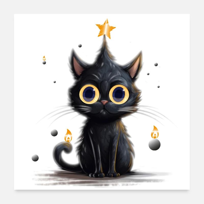 Chat de Noël Poster 60 x 60 cm