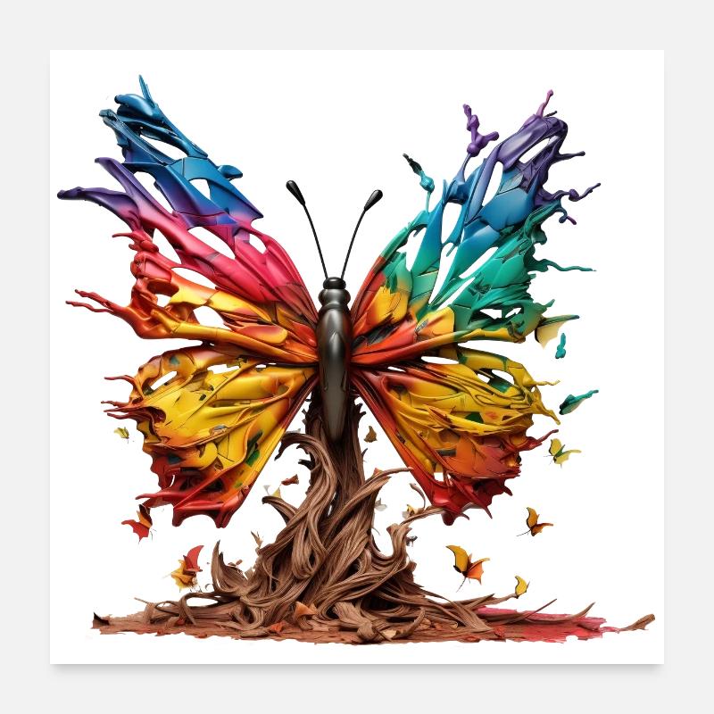 Papillon arc-en-ciel Poster 60 x 60 cm