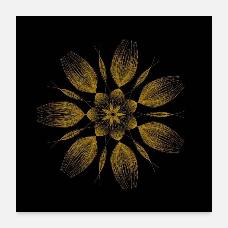 Mandala gold - Poster 60x60 cm - Weiß
