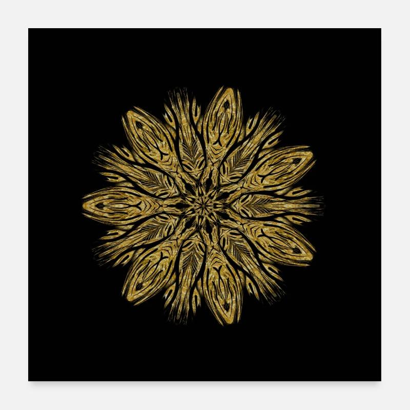Image de dessin d’or - Poster 60 x 60 cm - blanc