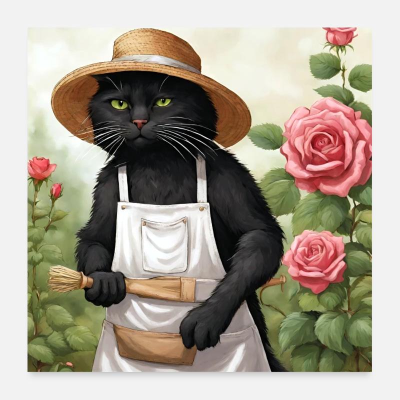 Gartenkater - Poster 60x60 cm - Weiß