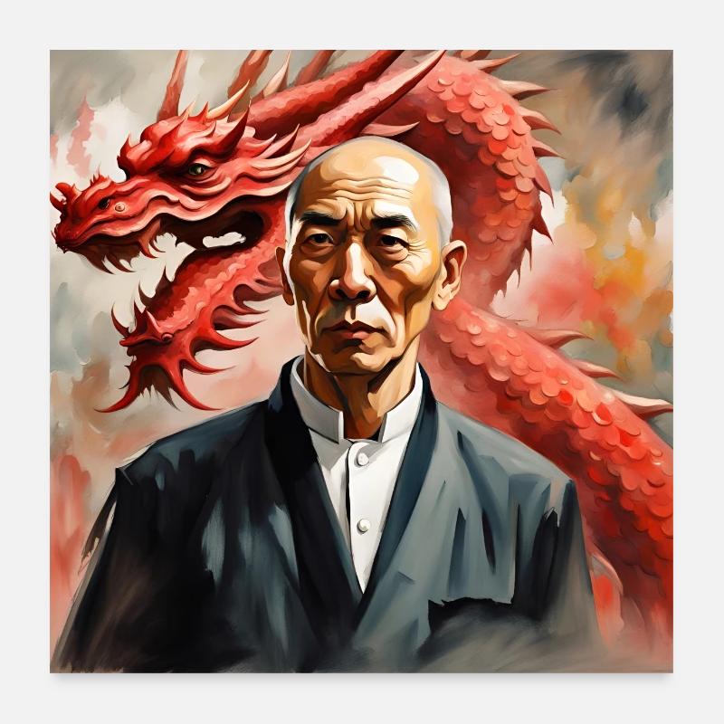 Yip Man Wing Chun Grandmaster Portrait Poster 24" x 24" (60x60 cm)