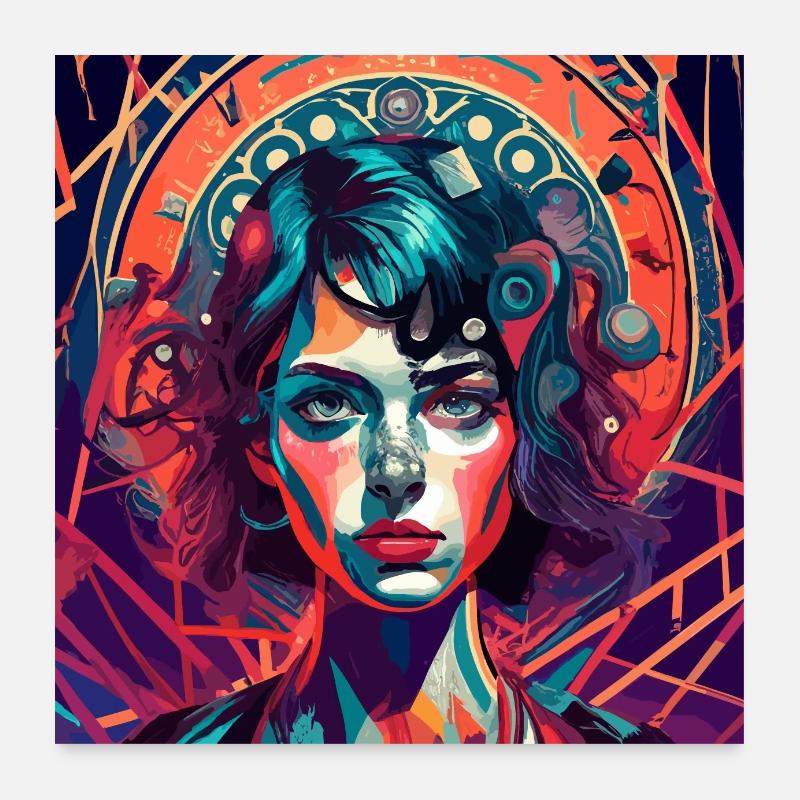 Psychedelic Lady Poster 60x60 cm